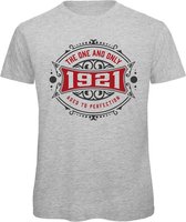 1921 The One And Only | Feest Kado T-Shirt Heren - Dames | Antraciet - Donker Rood | Perfect Verjaardag Cadeau Shirt | Grappige Spreuken - Zinnen - Teksten | Maat XL