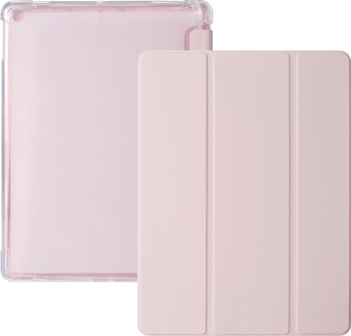 iPad 2021 Hoes - iPad 10.2 2019/2020/2021 Case - iPad 10.2 Hoesje Roze - Clear Back Folio Cover met Apple Pencil Opbergvak - Hoesje voor iPad 10.2 7e, 8e en 9e generatie