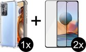 Xiaomi Mi 11T/11T Pro hoesje shock proof case transparant - Full Cover - 2x Xiaomi Mi 11T/11T Pro screenprotector screen protector