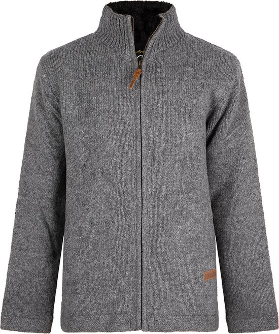 Gebreid Wollen Heren/Uni Vest van Schapenwol met Polyester Fleece voering en hoge kraag - SHAKALOHA - M Haddock Grey M