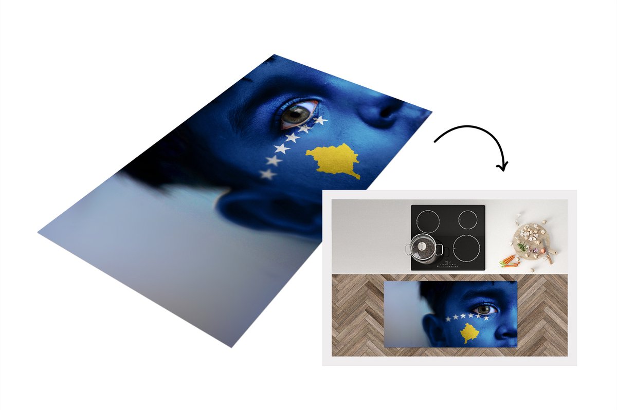 KitchenYeah Keukenloper - Loper keuken - Vlag van Kosovo - Keukenloper vinyl multicolor, foto 2