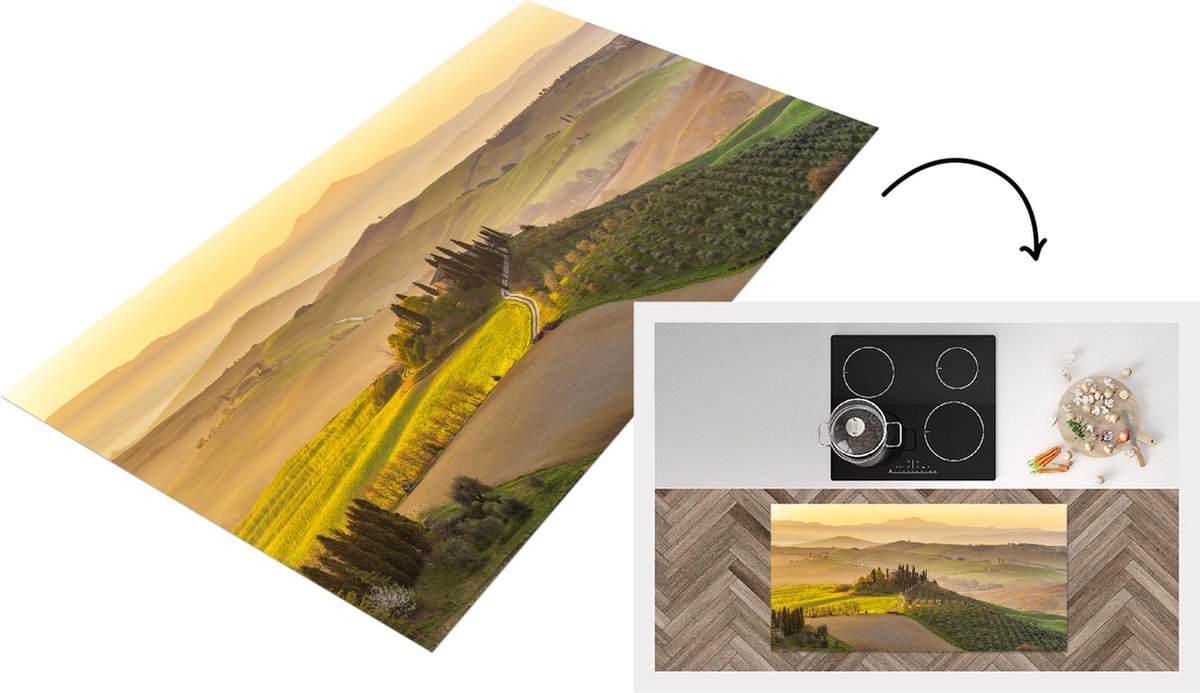 KitchenYeah Keukenloper - Loper keuken - Italië - Wijngaard - Olijftuin - 120x60 cm - Keukenloper vinyl Multicolor