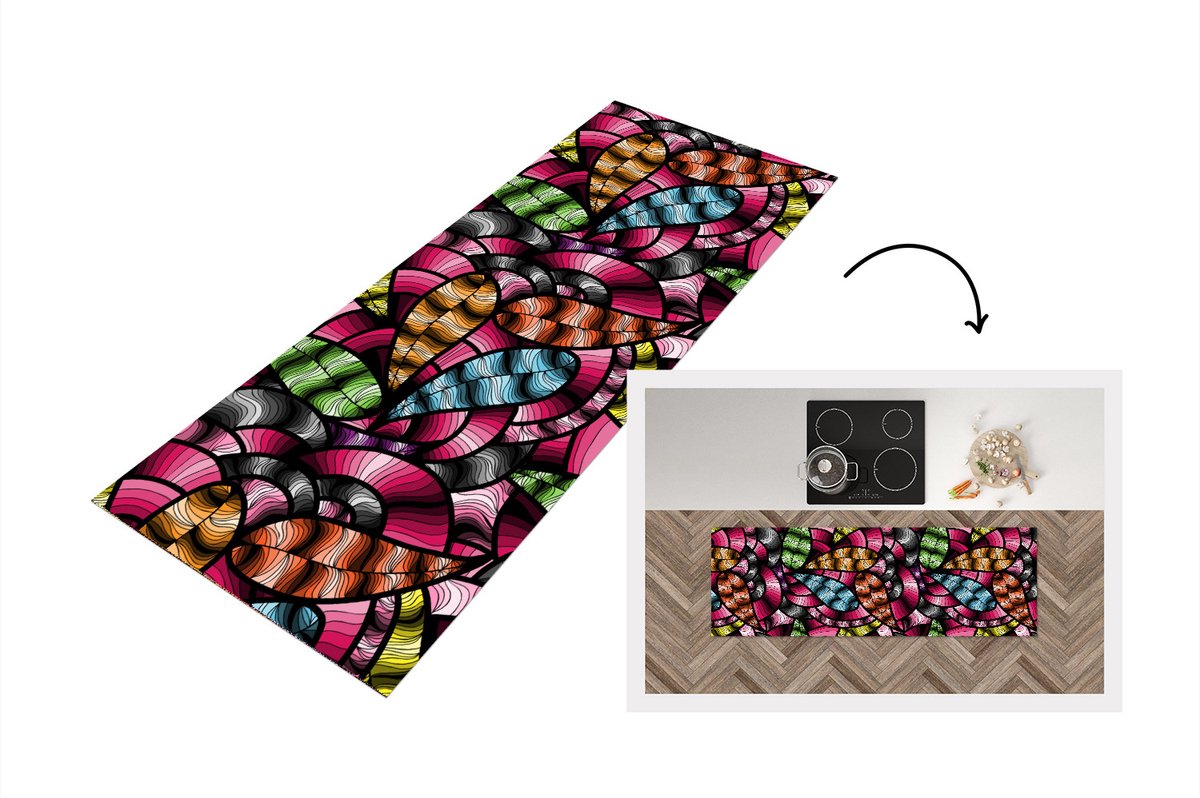 KitchenYeah Keukenloper - Loper keuken - Patronen - Plant - Abstract - Jungle - 150x50 cm - Keukenloper vinyl Multicolor