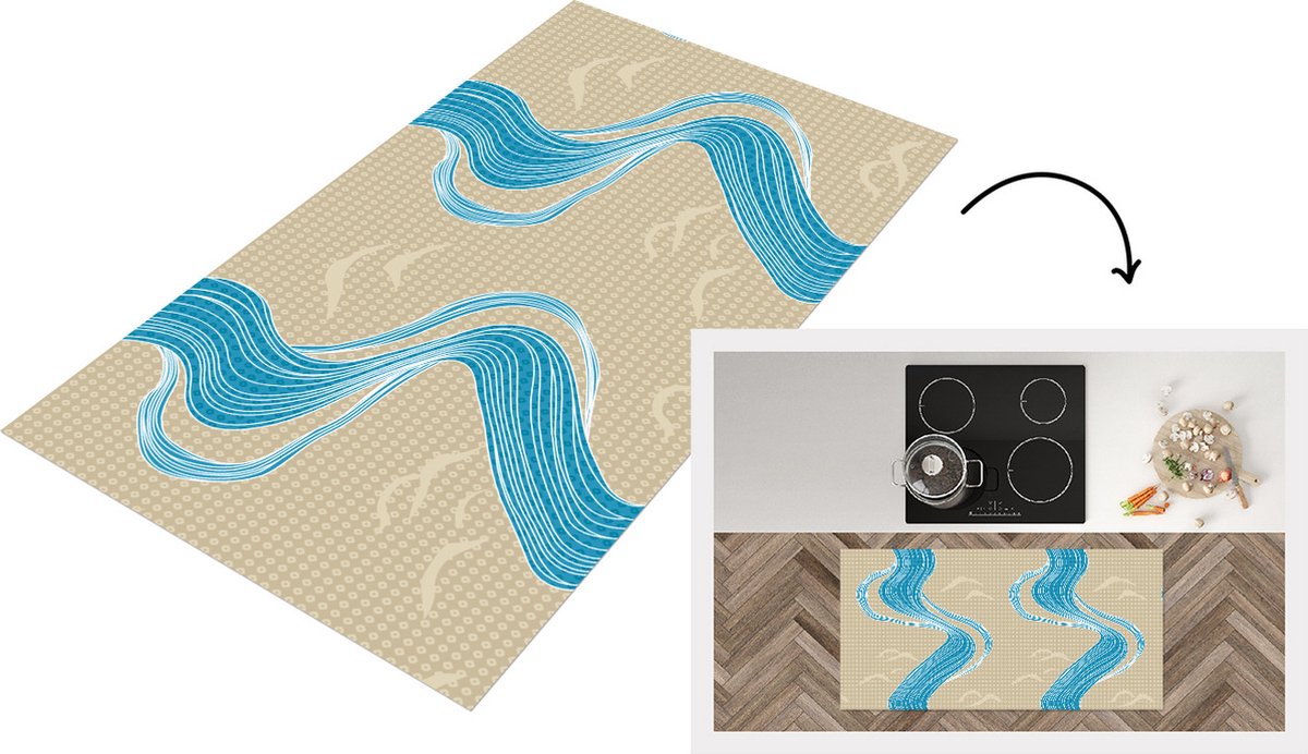 KitchenYeah Keukenloper - Loper keuken - Patroon - Berg - Rivier - Keukenloper vinyl multicolor, foto 6