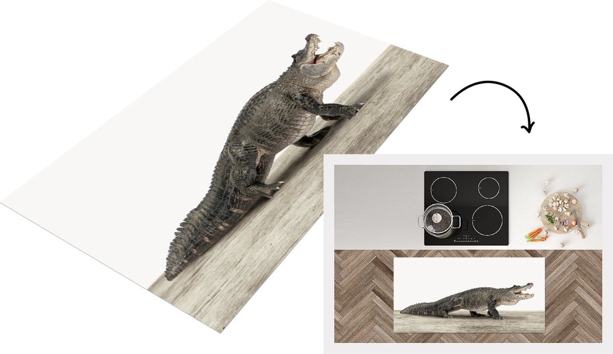 KitchenYeah Keukenloper - Loper keuken - Kinderkamer - Krokodil - Stoere jongenskamer - 120x60 cm - Keukenloper vinyl Multicolor