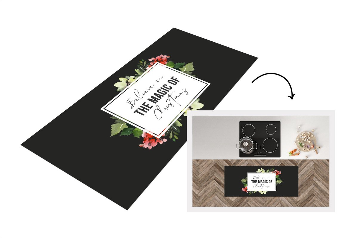 KitchenYeah Keukenloper - Loper keuken - Kerst - Quote - Magie - 120x50 cm - Keukenloper vinyl Multicolor