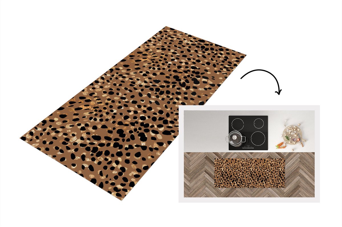 KitchenYeah Keukenloper - Loper keuken - Luxe - Dierenprint - Luipaard - 120x50 cm - Keukenloper vinyl Multicolor