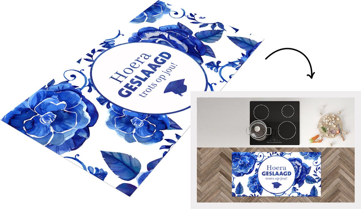 Keukenloper - Loper keuken - Tegeltjes met spreuken - Geslaagd - Quote - 120x60 cm - Keuke