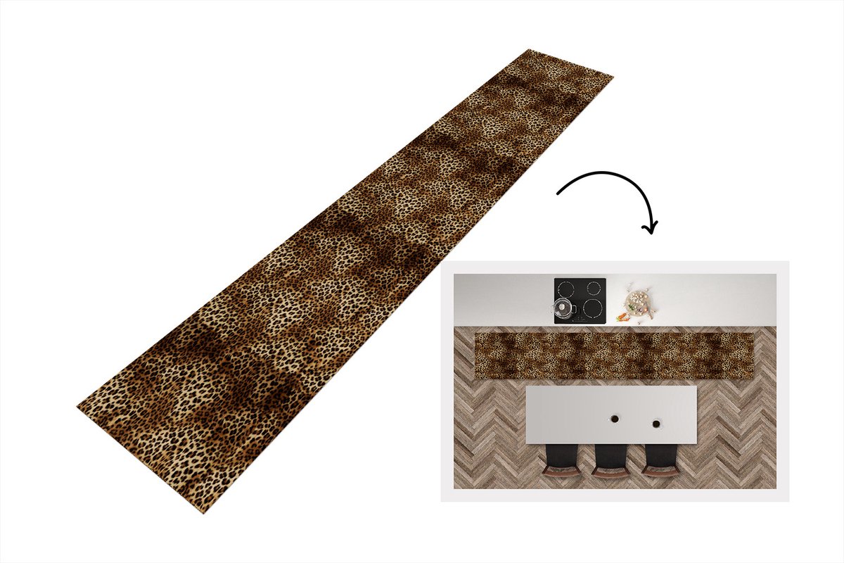 KitchenYeah Keukenloper - Loper keuken - Luipaard - Patronen - Dieren - 300x50 cm - Keukenloper vinyl Multicolor