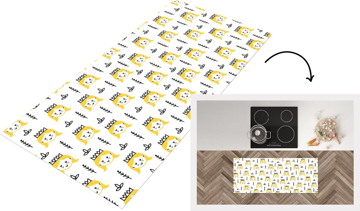 KitchenYeah Keukenloper - Loper keuken - Meisjes - Prinses - Kroon - Patronen - 120x50 cm - Keukenloper vinyl Multicolor