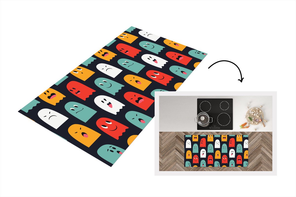 KitchenYeah Keukenloper - Loper keuken - Patroon - Pacman - Games - Spook - Keukenloper vinyl multicolor, foto 3