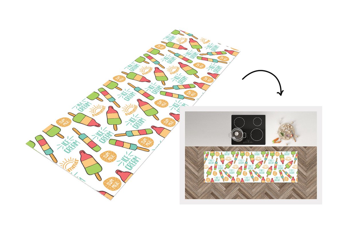 KitchenYeah Keukenloper - Loper keuken - IJsjes - Zomer - Patronen - Keukenloper vinyl multicolor, foto 5