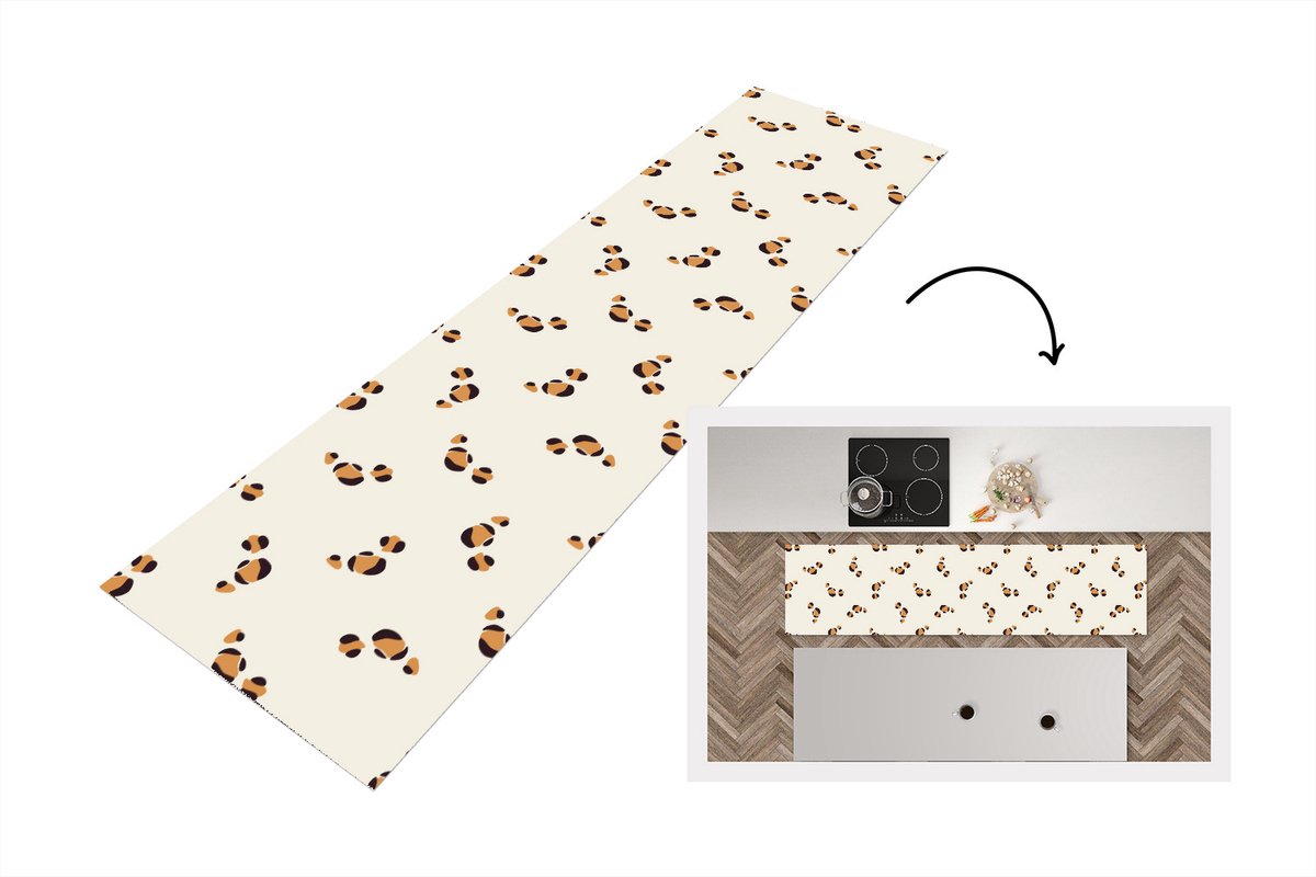 KitchenYeah Keukenloper - Loper keuken - Panter - Pastel - Dieren - Patronen - 240x60 cm - Keukenloper vinyl Multicolor