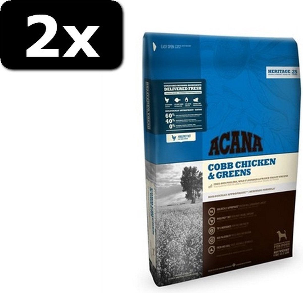 2x ACANA HERITAGE ADULT DOG 2KG