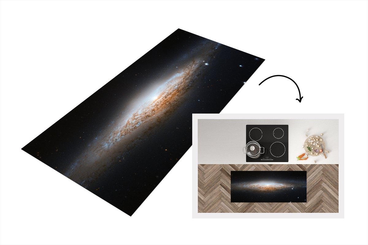 KitchenYeah Keukenloper - Loper keuken - Heelal - Licht - Sterrenstelsel - 120x50 cm - Keukenloper vinyl Multicolor