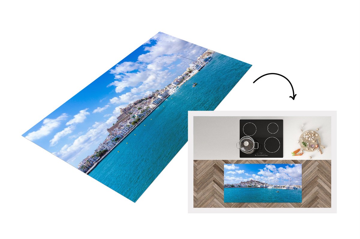 KitchenYeah Keukenloper - Loper keuken - Jachthaven op Ibiza - Keukenloper vinyl multicolor, foto 2