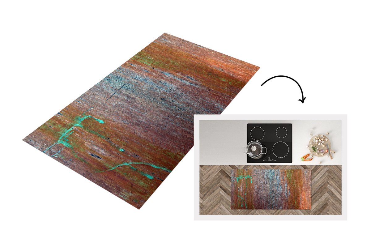 KitchenYeah Keukenloper - Loper keuken - Plaat met koperen structuur uit een werkplaats - Keukenloper vinyl multicolor, foto 2
