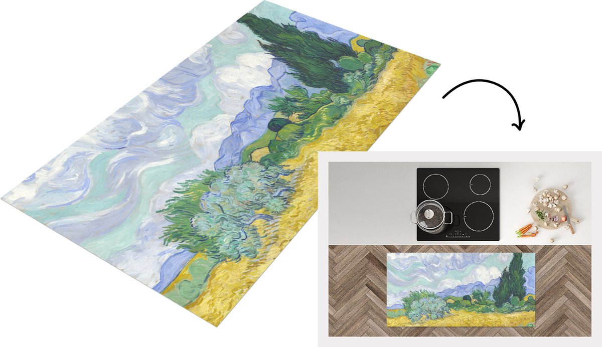 KitchenYeah Keukenloper - Loper keuken - Korenveld met cipressen - Vincent van Gogh - Keukenloper vinyl multicolor, foto 2