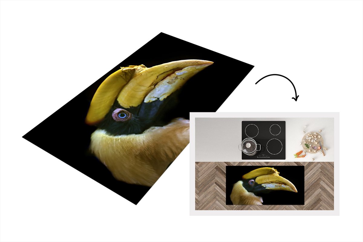 KitchenYeah Keukenloper - Loper keuken - Vogel - Snavel - Zwart - 120x60 cm - Keukenloper vinyl Multicolor