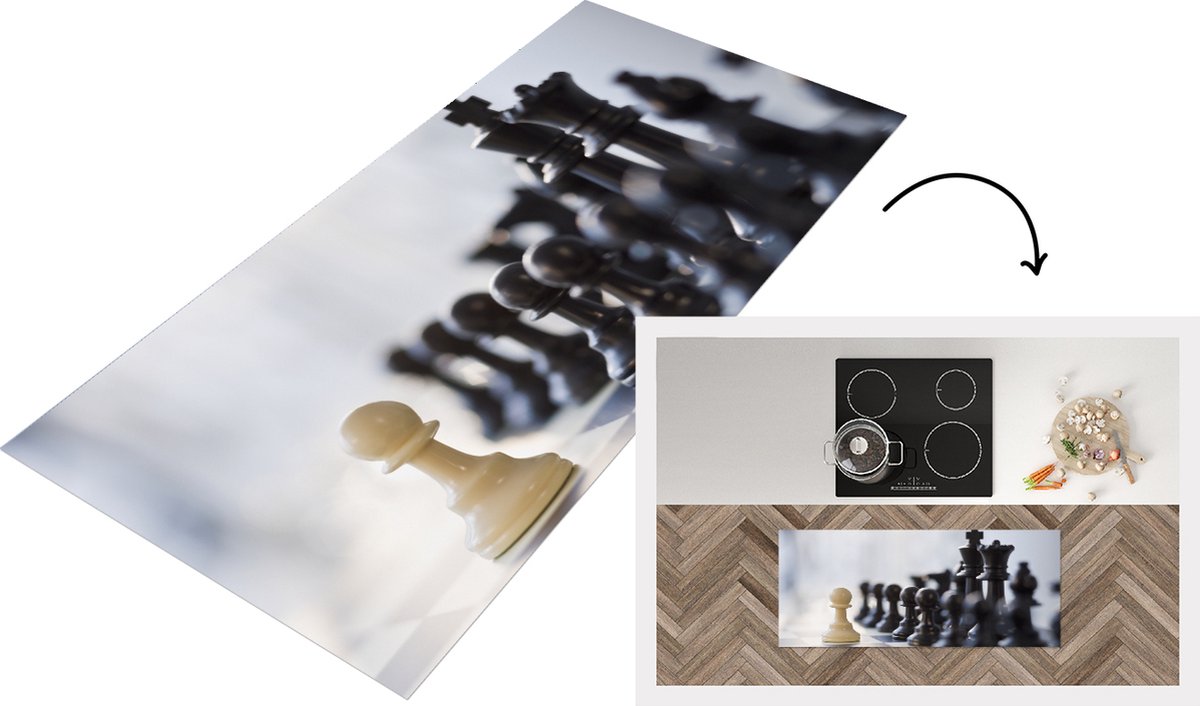 KitchenYeah Keukenloper - Loper keuken - Zwart wint met schaken - Keukenloper vinyl Multicolor