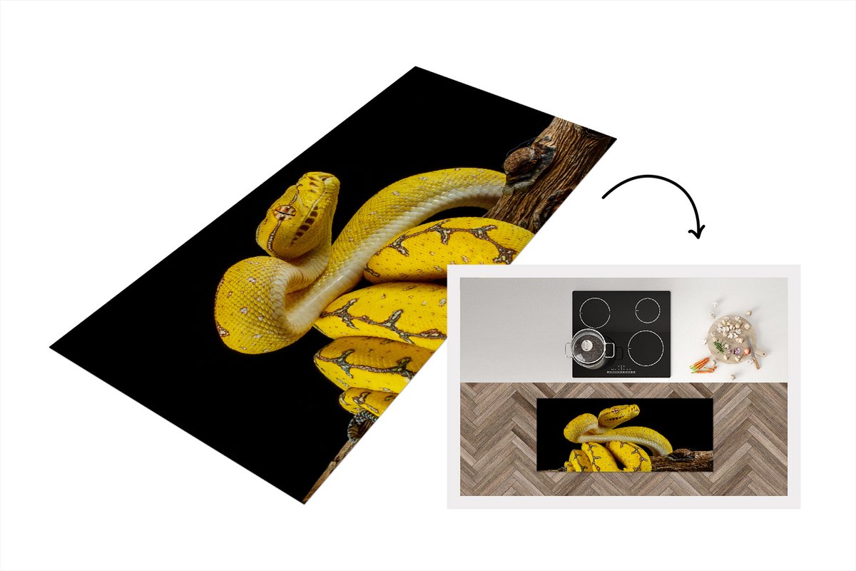 KitchenYeah Keukenloper - Loper keuken - Slang - Tak - Geel - 120x50 cm - Keukenloper vinyl Multicolor