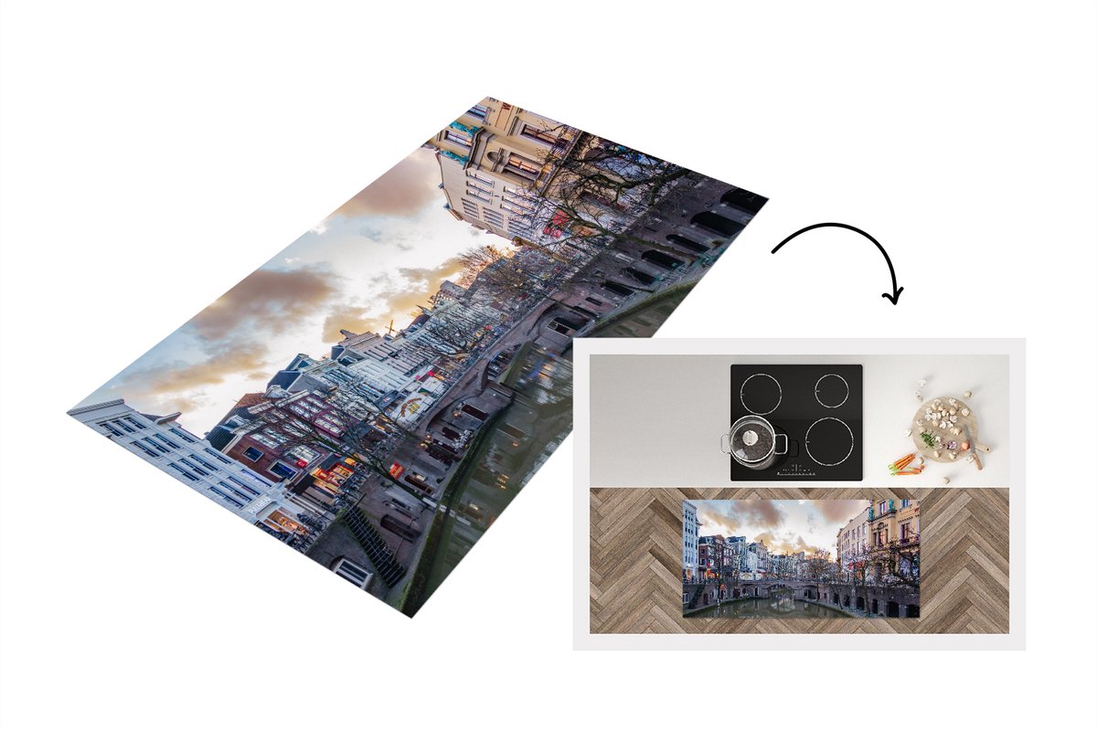 KitchenYeah Keukenloper - Loper keuken - Utrecht - Winter - Water - 120x60 cm - Keukenloper vinyl Multicolor