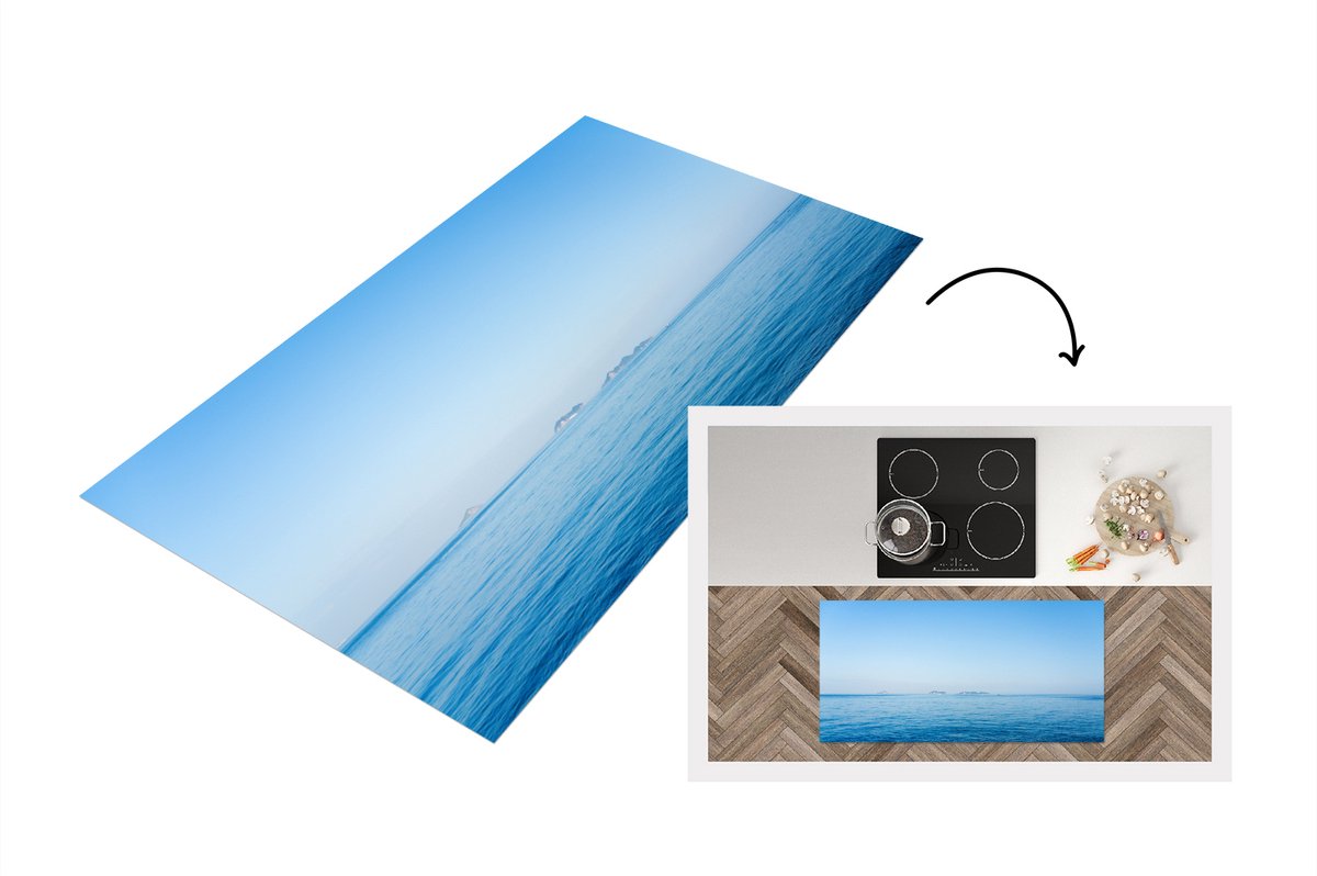 KitchenYeah Keukenloper - Loper keuken - Zee - Horizon - Blauw - 120x60 cm - Keukenloper vinyl Multicolor