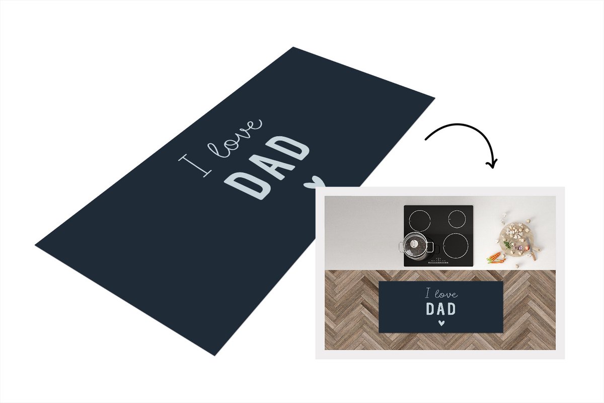 KitchenYeah Keukenloper - Loper keuken - Vaderdag - Cadeautje - Papa - I love dad - Spreuken - Quote - 120x50 cm - Keukenloper vinyl Multicolor