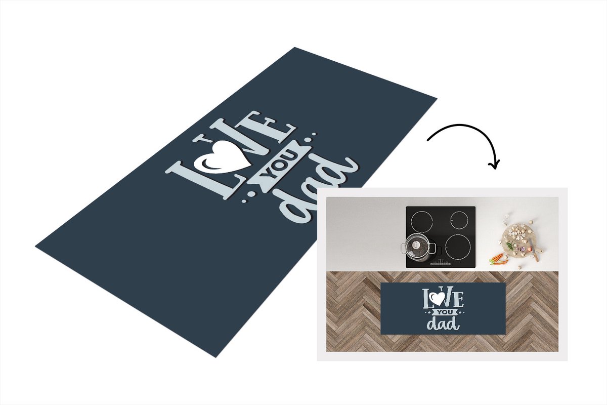 KitchenYeah Keukenloper - Loper keuken - Vaderdag - Spreuken - Quotes - Love you dad - 120x50 cm - Keukenloper vinyl Multicolor