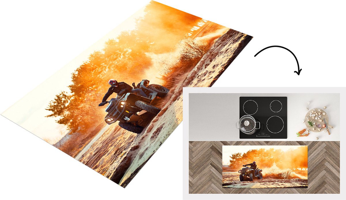 KitchenYeah Keukenloper - Loper keuken - Quad - Duin - Zon - 120x60 cm - Keukenloper vinyl Multicolor