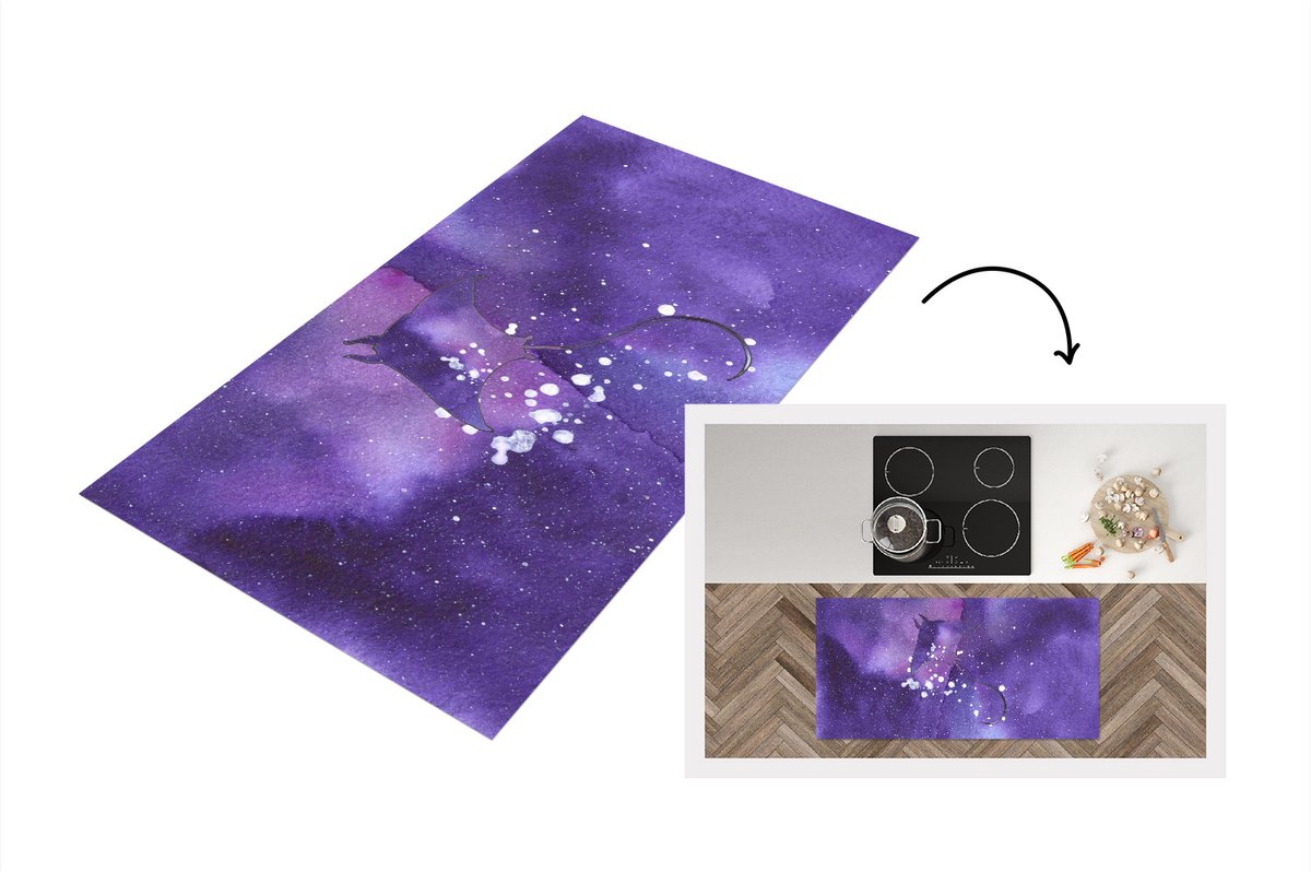 KitchenYeah Keukenloper - Loper keuken - Manta - Ruimte - Kleuren - 120x60 cm - Keukenloper vinyl Multicolor