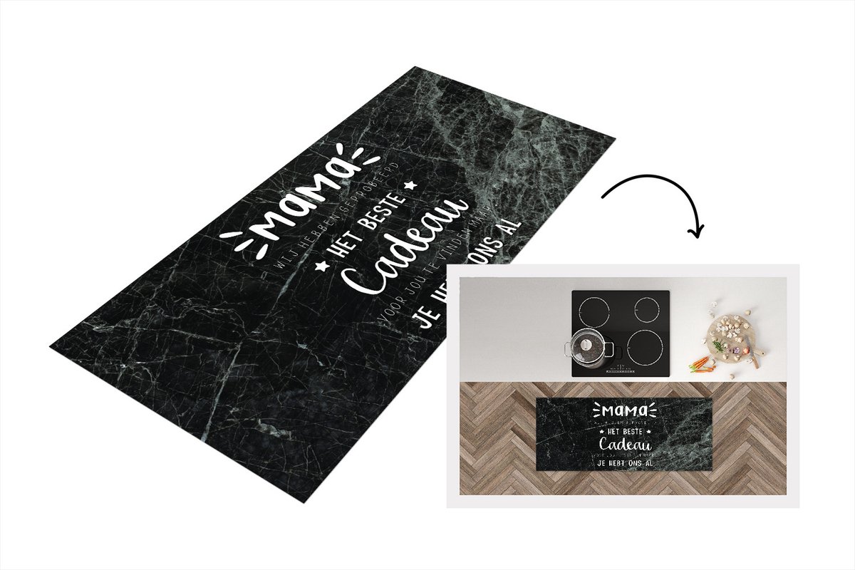 KitchenYeah Keukenloper - Loper keuken - Spreuken - Quotes - Mama je hebt ons al - Mama - 120x50 cm - Keukenloper vinyl Multicolor