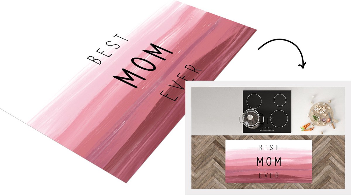 KitchenYeah Keukenloper - Loper keuken - Best mom ever - Mama - Quotes - Spreuken - 120x60 cm - Keukenloper vinyl Multicolor