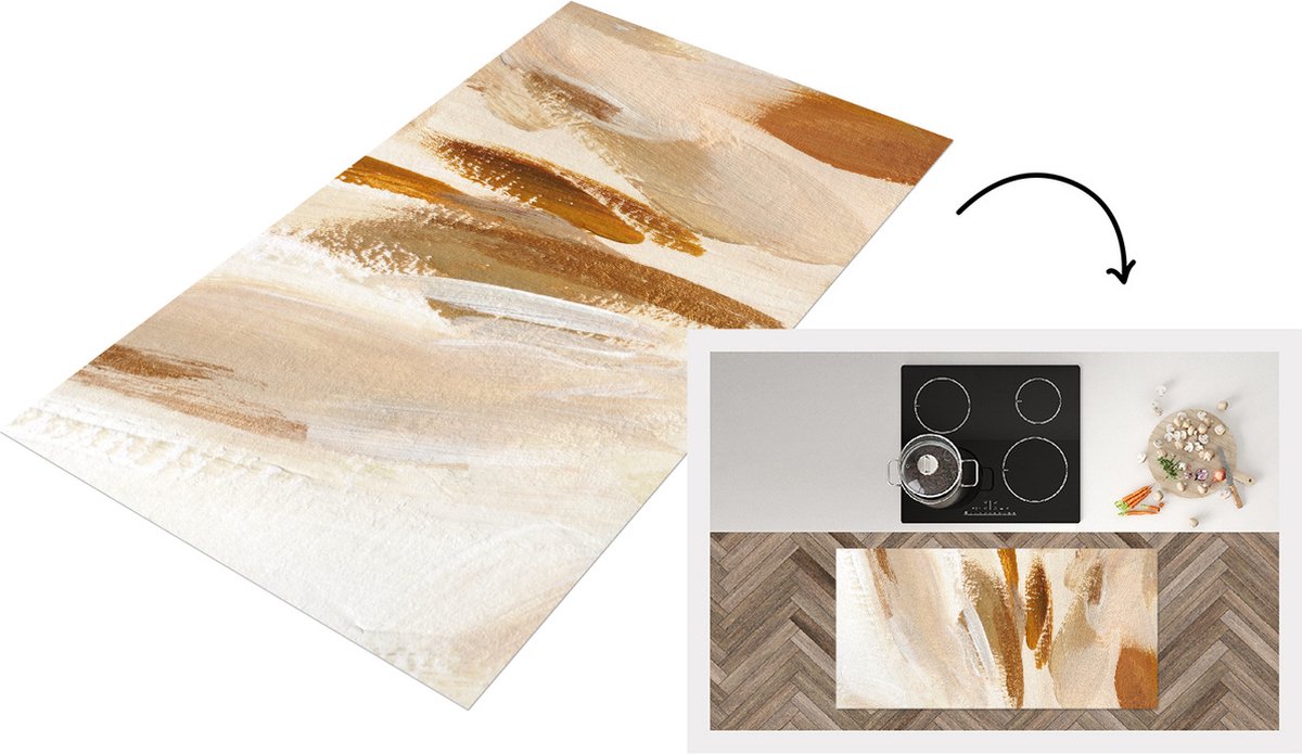 KitchenYeah Keukenloper - Loper keuken - Verf - Bruin - Beige - Keukenloper vinyl, foto 2