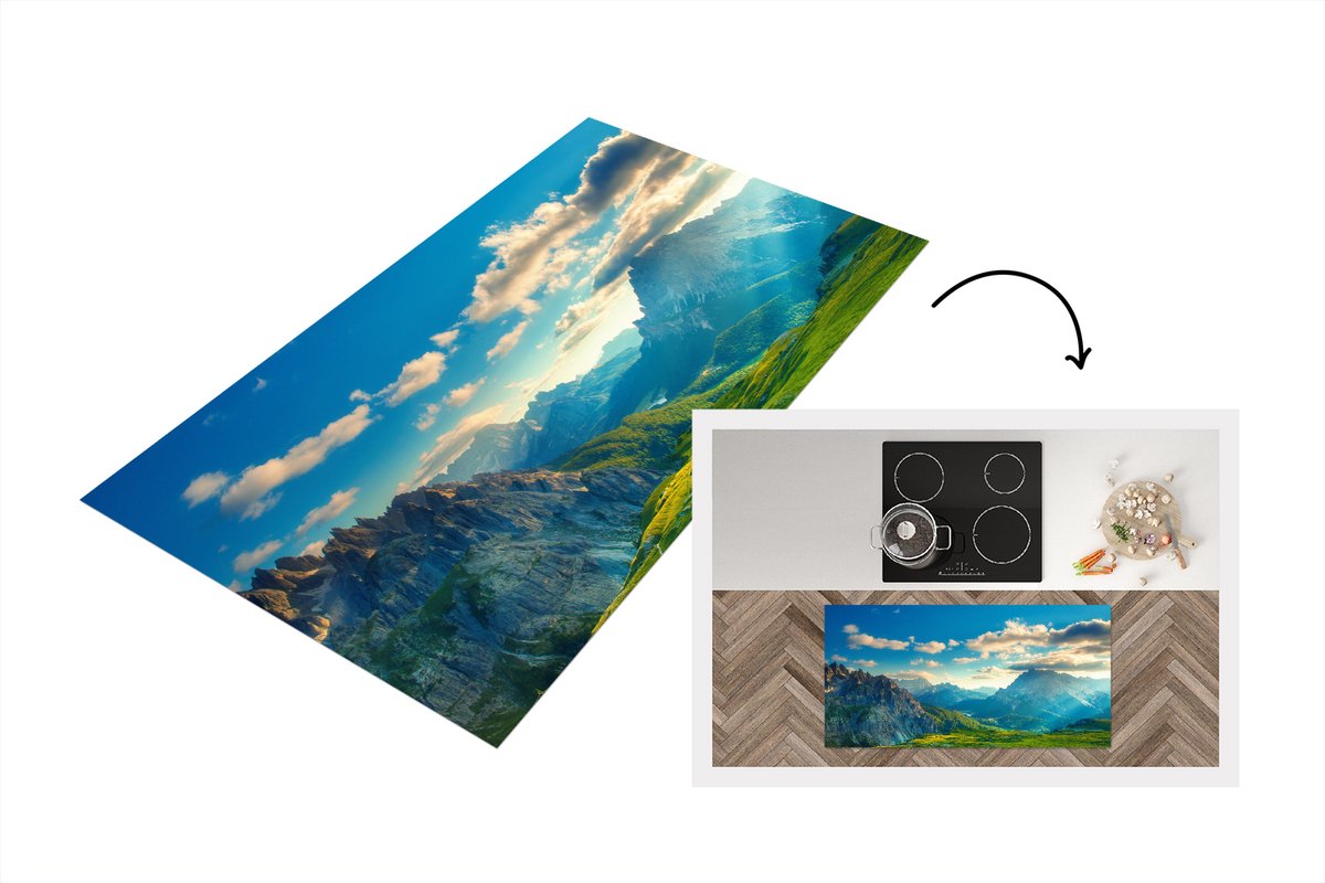 KitchenYeah Keukenloper - Loper keuken - Alpen - Zon - Natuur - Keukenloper vinyl multicolor, foto 2
