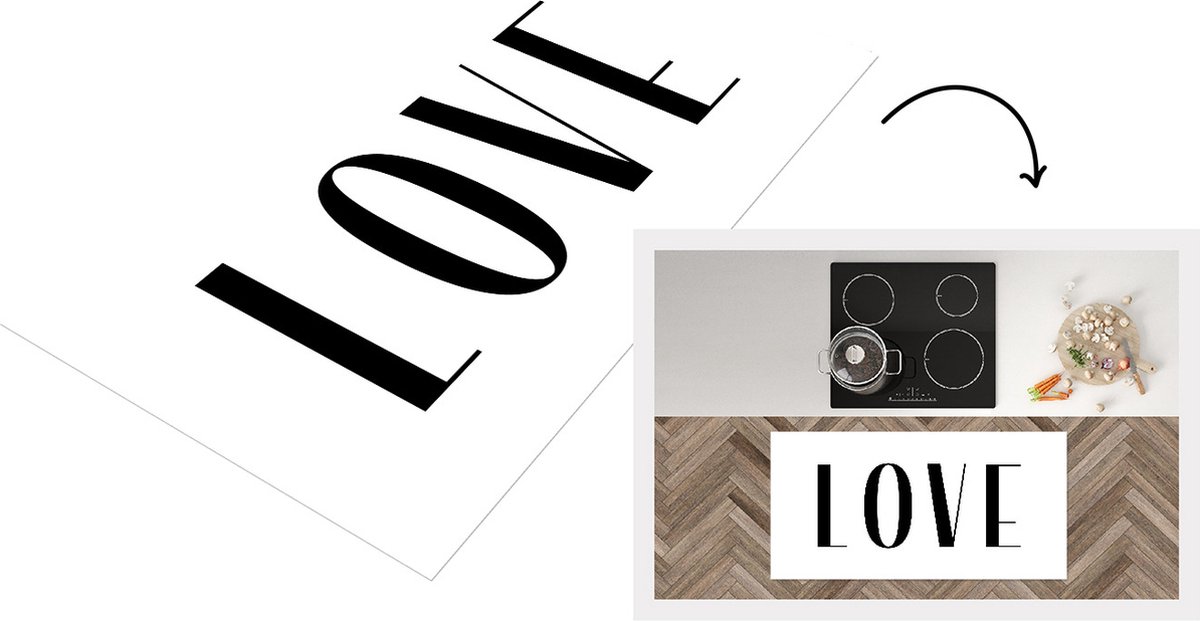 KitchenYeah Keukenloper - Loper keuken - Love - Spreuken - Quotes - 120x60 cm - Keukenloper vinyl Multicolor