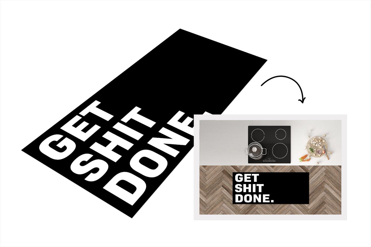 KitchenYeah Keukenloper - Loper keuken - Get shit done - Spreuken - Quotes - 120x50 cm - Keukenloper vinyl Multicolor