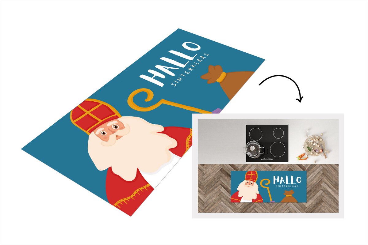 KitchenYeah Keukenloper - Loper keuken - Sinterklaas - Sint - Quotes - Hallo Sinterklaas - 120x50 cm - Keukenloper vinyl Multicolor