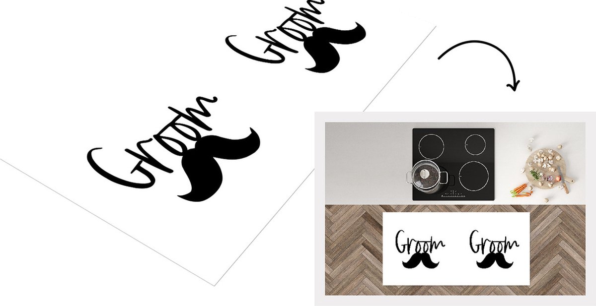 KitchenYeah Keukenloper - Loper keuken - Quotes - Snor - 'Groom' - Spreuken - 120x60 cm - Keukenloper vinyl Multicolor