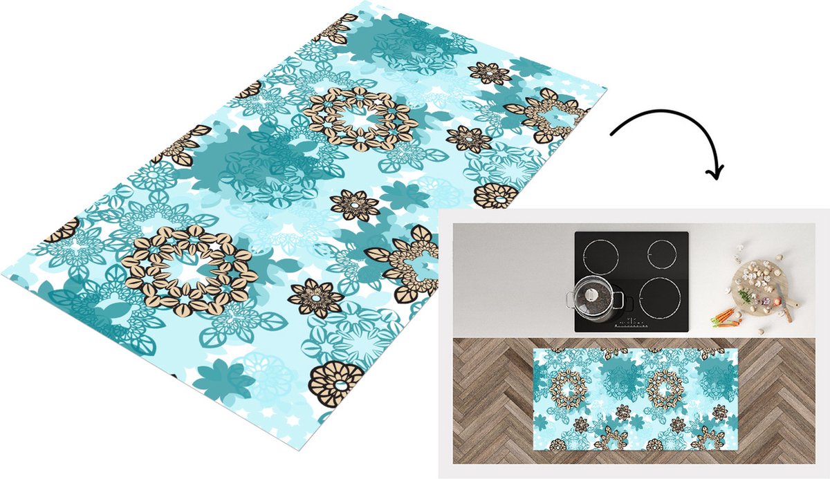 KitchenYeah Keukenloper - Loper keuken - Tiener - Mandala - Patronen - 120x60 cm - Keukenloper vinyl Multicolor