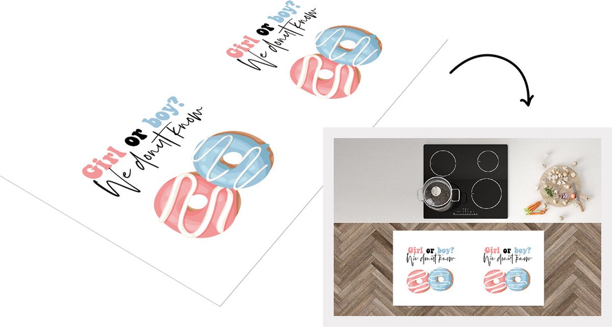 KitchenYeah Keukenloper - Loper keuken - Meisje - Babyshower - Quote - Jongen - Girl or Boy we donut know - Spreuken - 120x60 cm - Keukenloper vinyl Multicolor