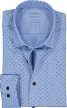 MARVELIS jersey modern fit overhemd - lichtblauw met donkerblauw gestipt tricot - Strijkvriendelijk - Boordmaat: 41