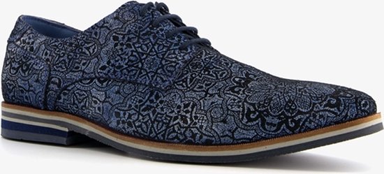 Van Beers leren heren veterschoenen mozaik - Blauw - Maat 43 - Echt leer |  bol.com