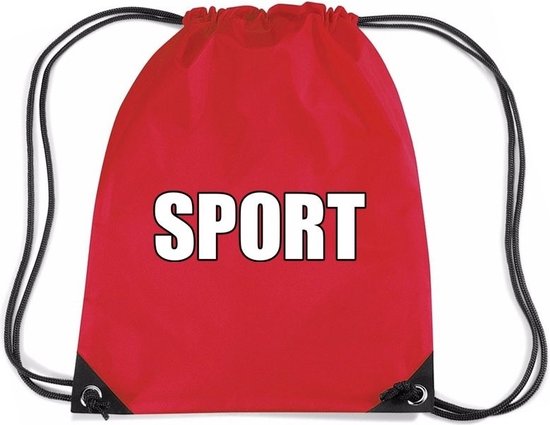 Nylon sport gymtasje/ sporttasje/ zwemtasje rood jongens en meisjes