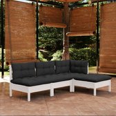 vidaXL-4-delige-Loungeset-met-kussens-grenenhout-wit