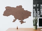 HOUTEN WANDDECORATIE / WOODEN WALL DECORATION - MUURDECORATIE / WALL ART - LANDKAART Oekraïne / COUNTRY MAP Ukraine - 95 x 63cm - DONKER HOUT / DARK WOOD - WANDFIGUUR - Україна - T