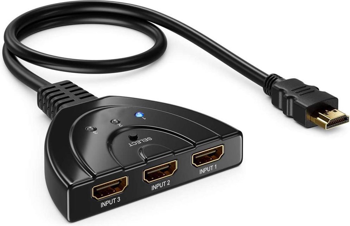 HDMI switch - Splitter - 4K - 1080 Full HD - 3 Poorts - 3 In 1 uit -  Kunststof - zwart | bol.com