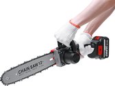 Drillpro Kettingzagen-12 inch Draagbare Kettingzaag-Oplaadbare Elektrische Draadloos Kettingzaag-Instelbaar-1350W-met 2 Accu en 1 Oplader-Rood Zwart