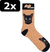 2x - SOKKEN ZWARTE KAT 37-42