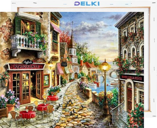 Haven Stad 3 Schilderen op Nummer Volwassenen & Kinderen met Frame